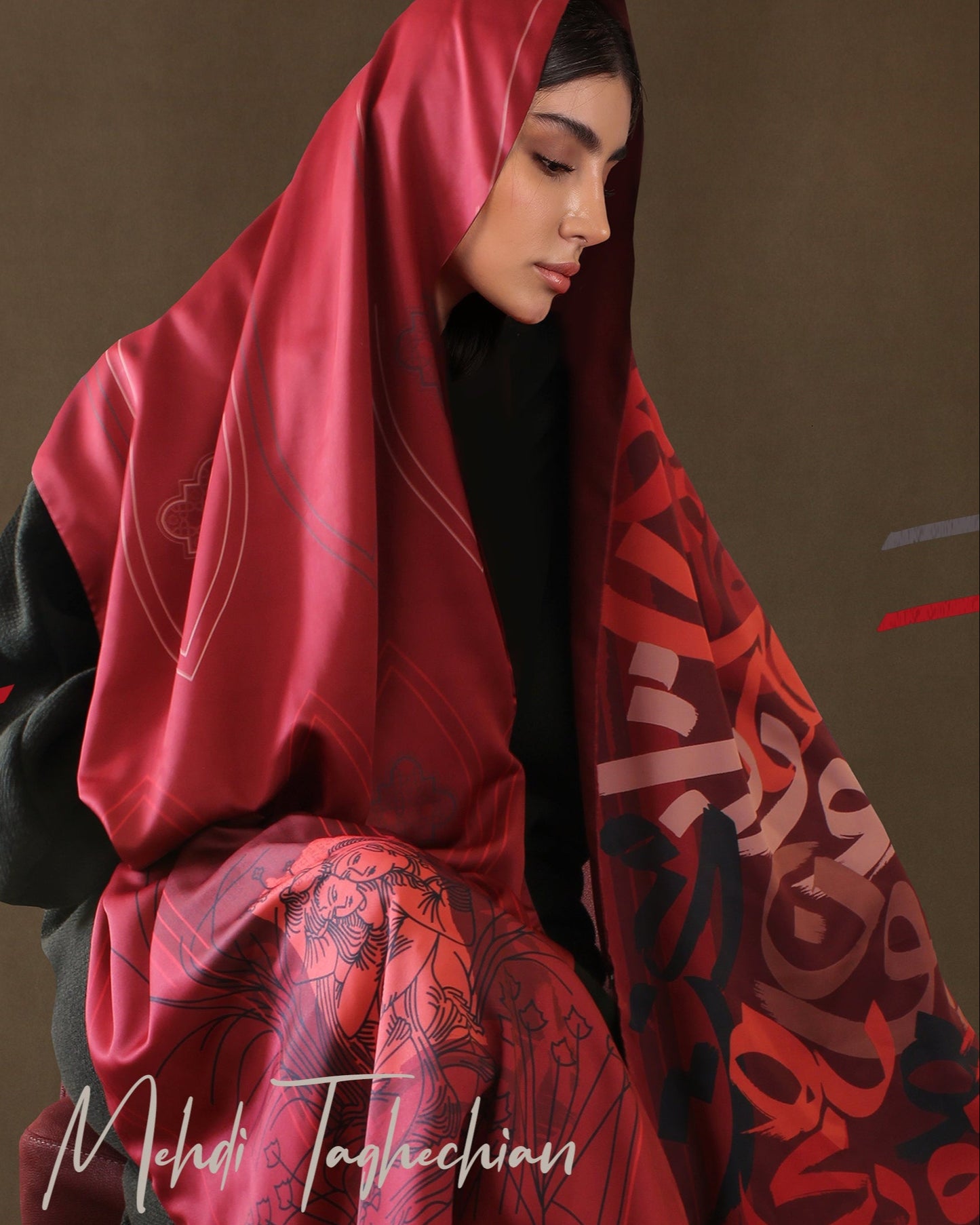 Bitâb (Restless) Reversible Shawl - Red