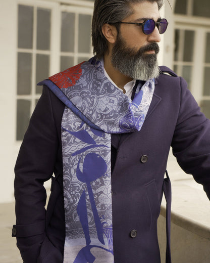 Melat-e Eshgh (Nation of Love) Reversible Shawl - Men - Grey