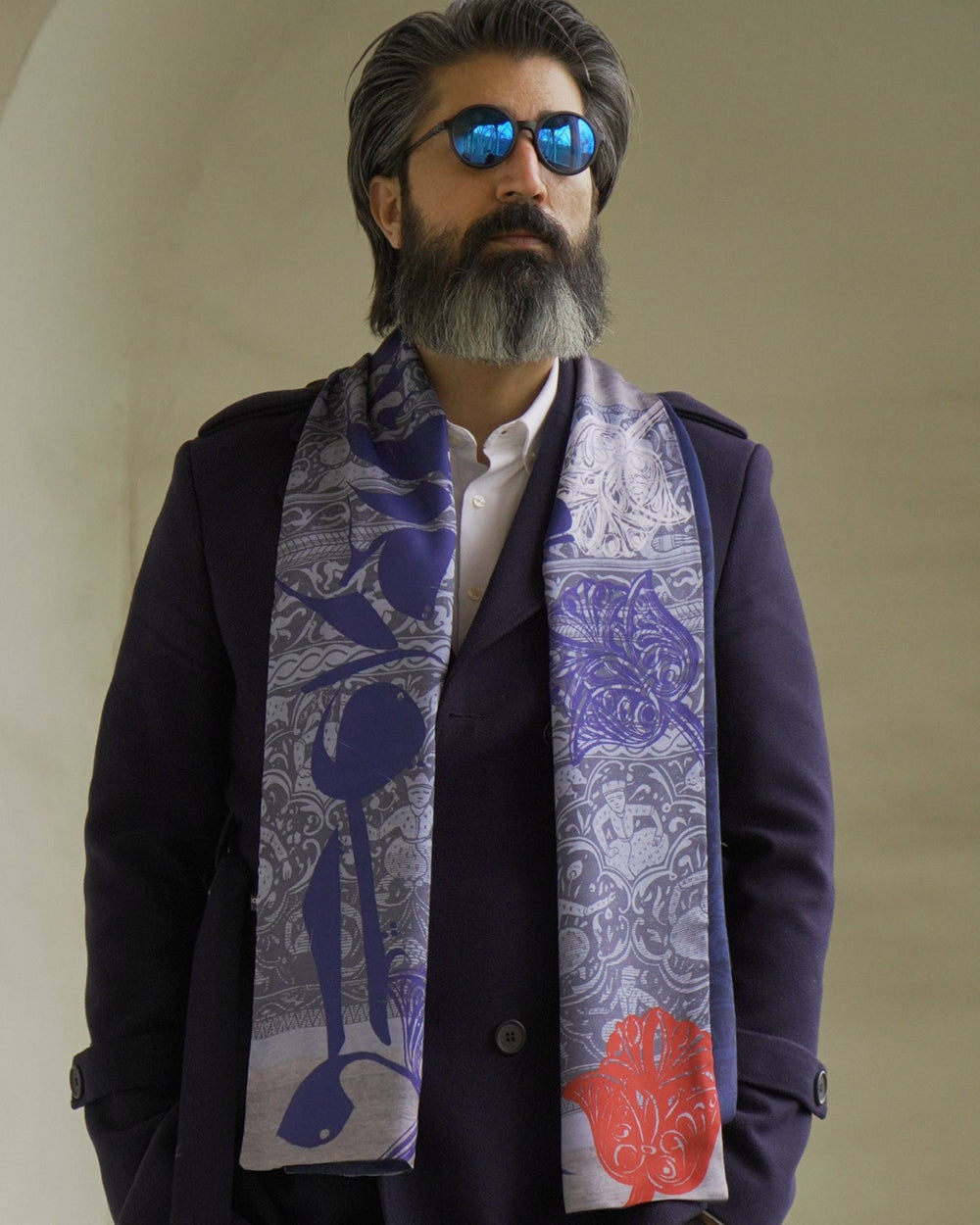 Melat-e Eshgh (Nation of Love) Reversible Shawl - Men - Grey